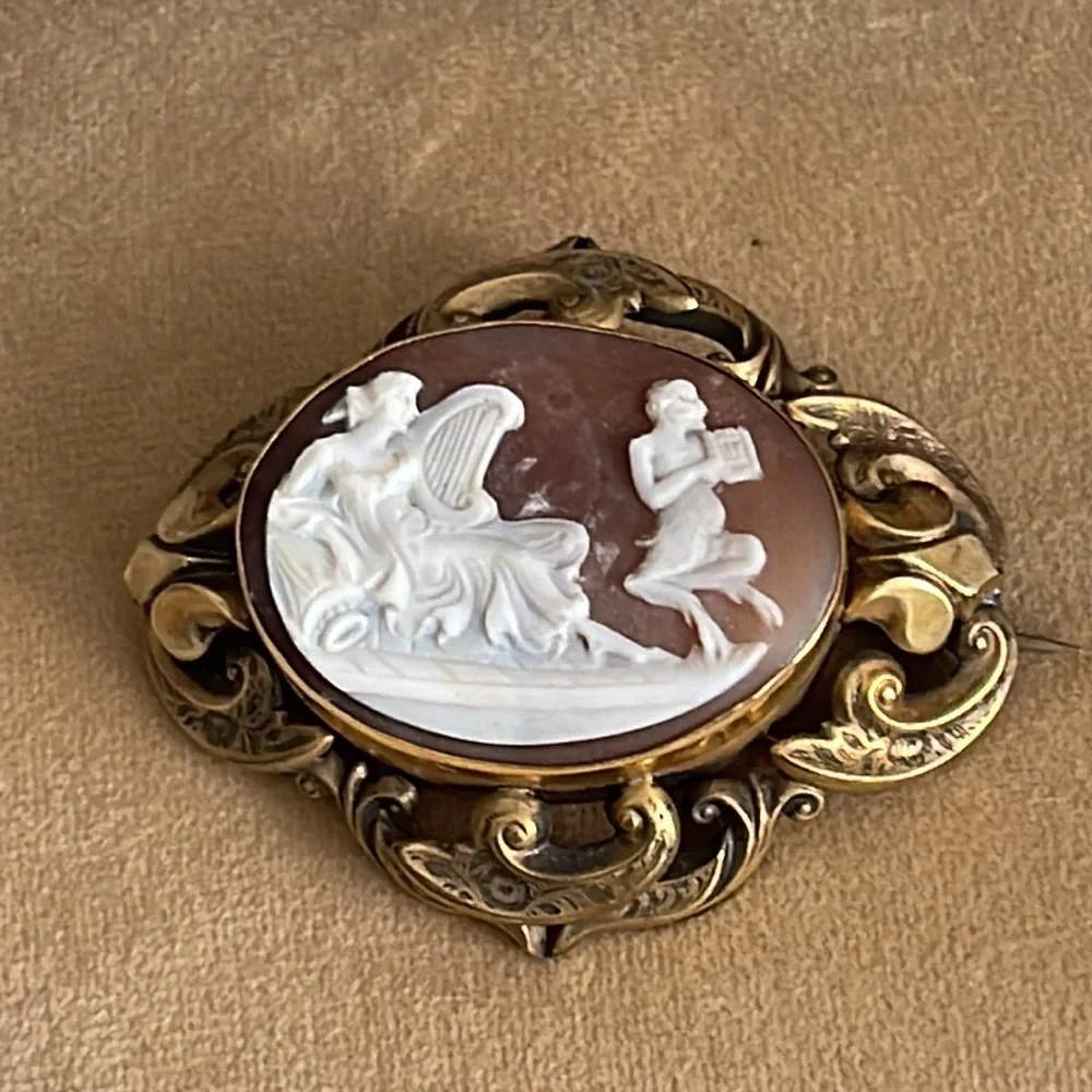 Cameo pendant and brooch 3” by 2 1/4” - Picture 3 of 14